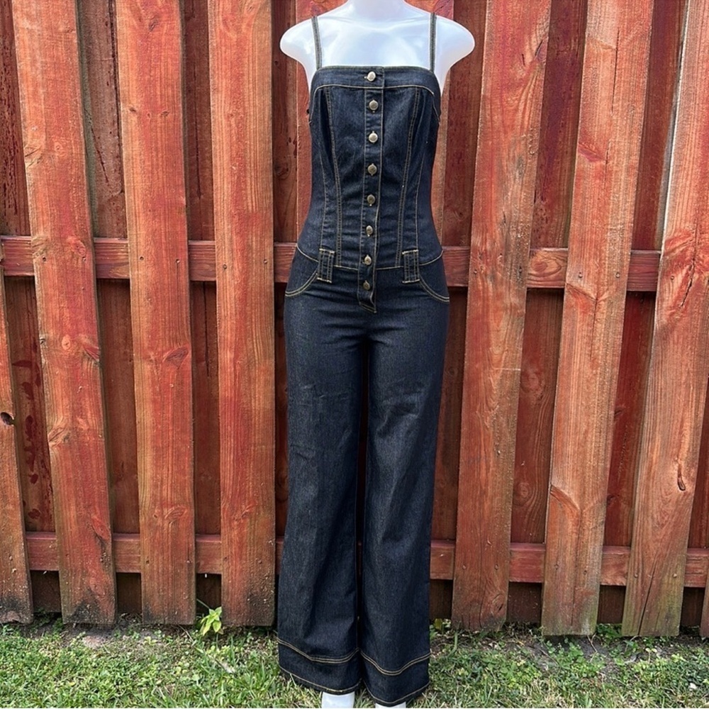 Bisou Bisou Dark Denim Jumpsuit Y2K Size S
